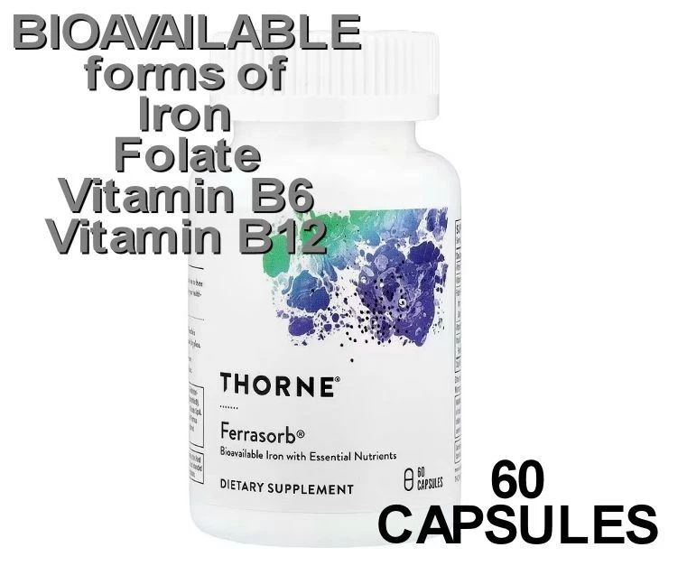 Thorne, Ferrasorb, 3 PACK. 60 Capsules each (180 total!) thumbnail 3